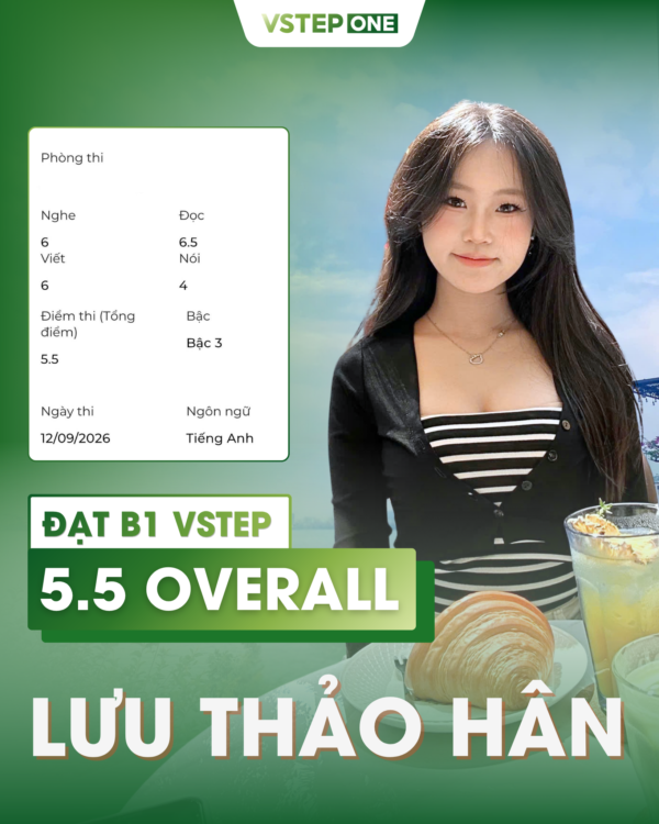 Bảng điểm học viên đạt B1